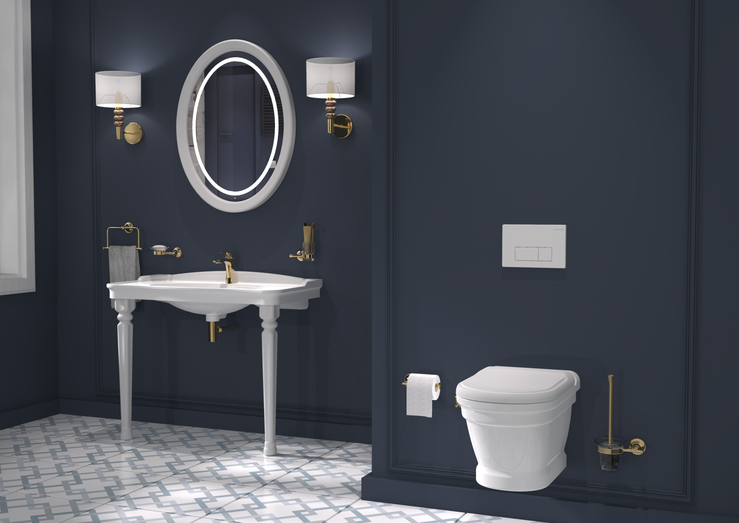 AN320 Antik Wall Hung Pan Combined Bidet